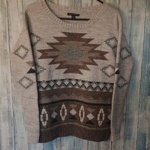 American Eagle Outfitters Men's Crewneck Sweater - Gray and Brown